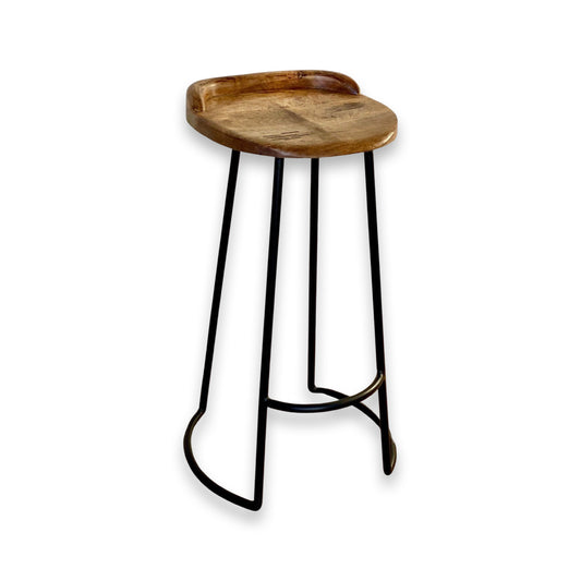 Maxlume ~ Industrial Solid Bar Stool Wood Top | Vintage Style | Solid Cast Metal | Floor Standing