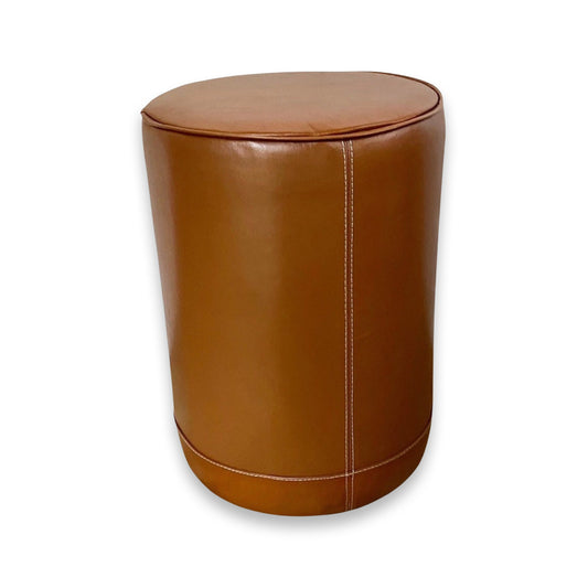 Maxlume ~ Leather Pouf | Solid Base Genuine Leather | Vintage Style | Floor Standing | Man Cave Stool