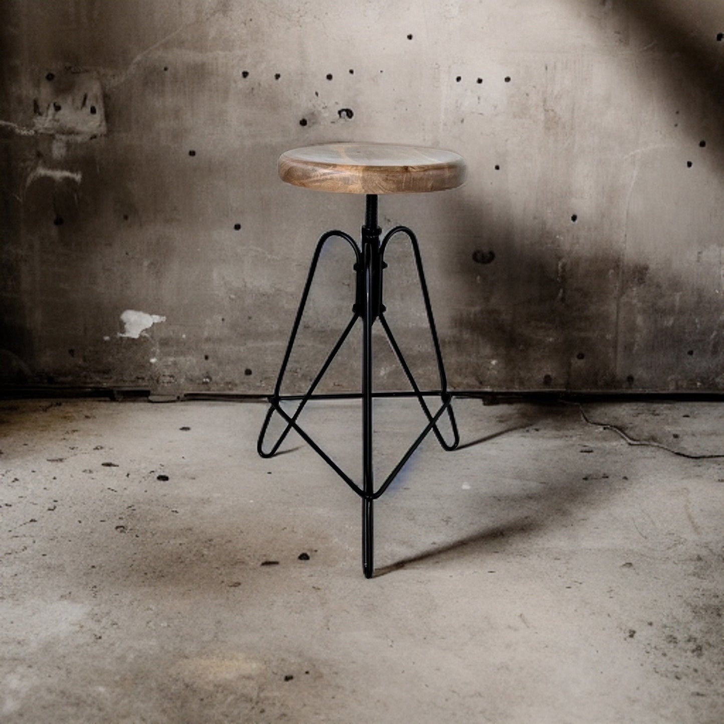 Maxlume ~ Industrial Solid Bar Stool Wood Base | Vintage Style | Solid Steel Metal | Floor Standing